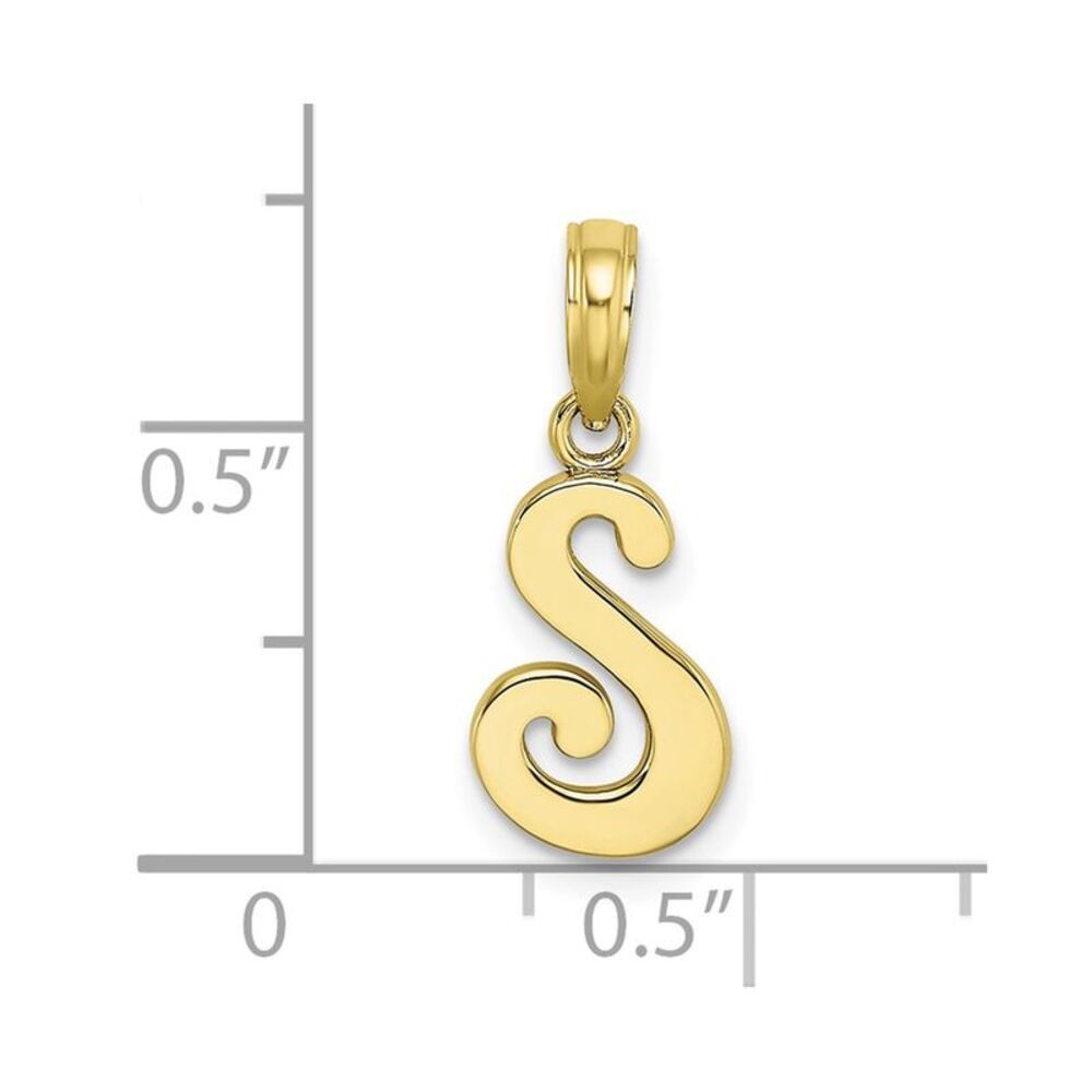 10k Yellow Gold Polished S Script Initial Charm - image 3